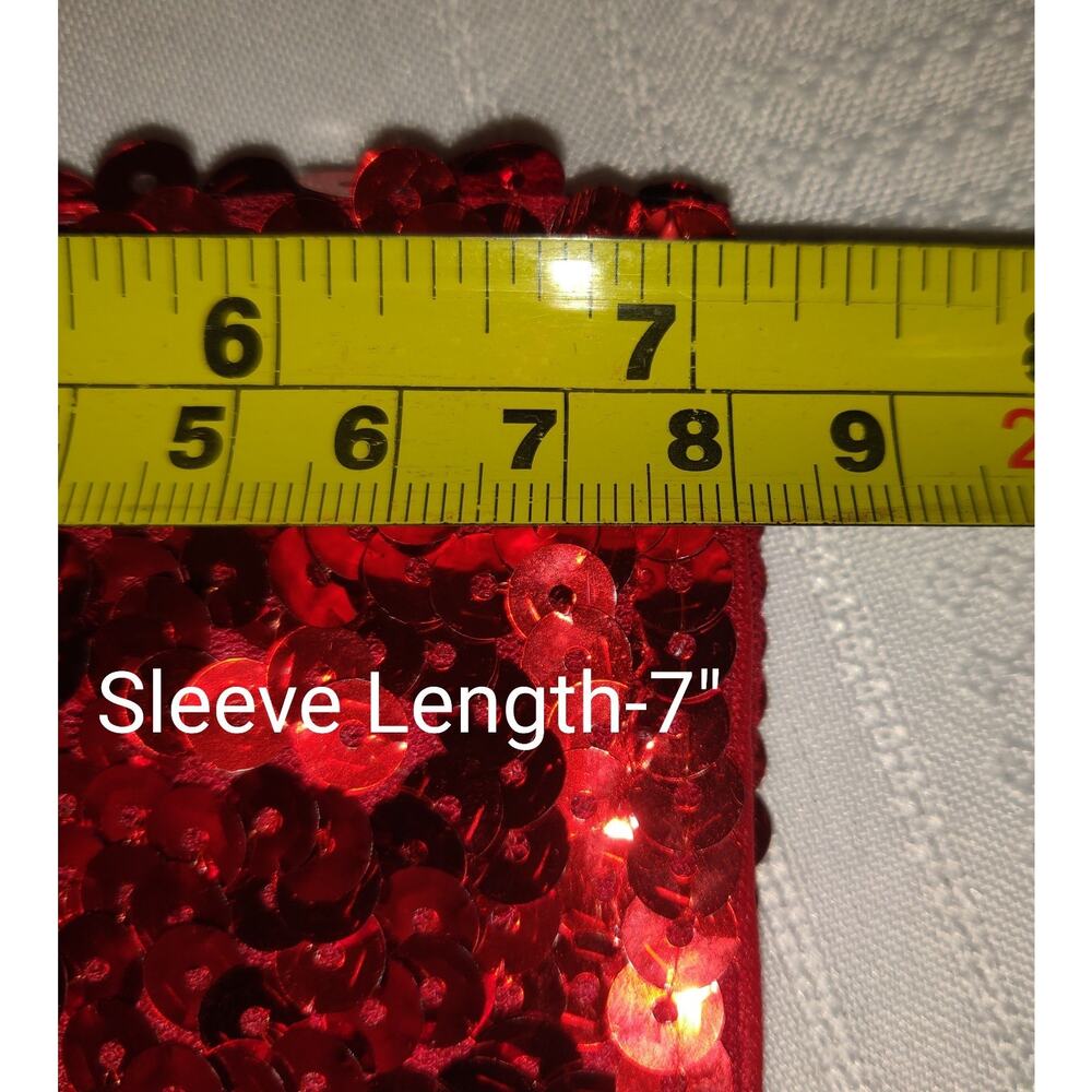 Maner Red Sequinned Top PLUS Sz 4 XL Heavily Embellished Stretchy Holiday Lined - Picture 15 of 16